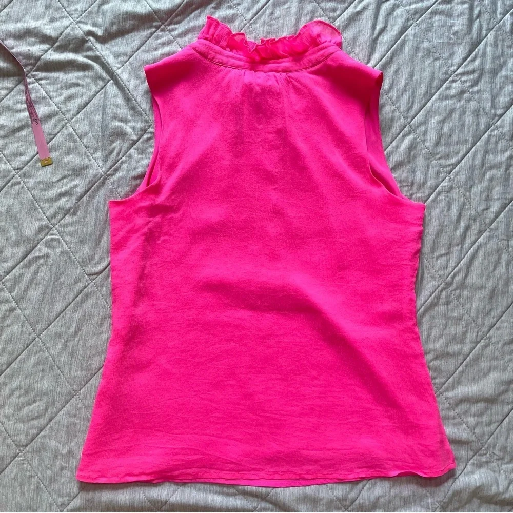 J. Crew Silk Pink Sleeveless Ruffled Blouse Sz 8